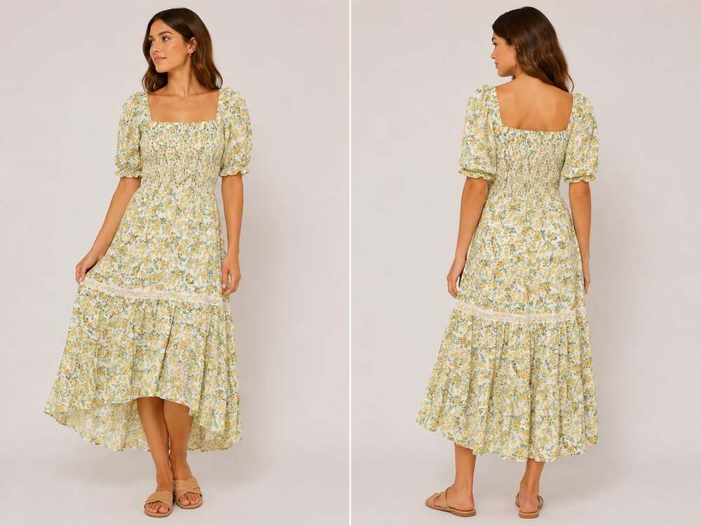 Cottagecore floral midi dress 🌼💛 New Medium